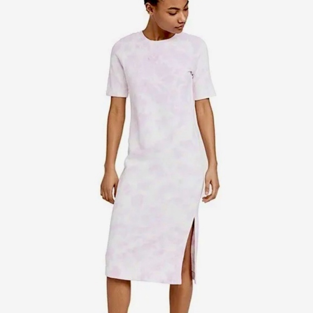 525 America Tie Dye Terry Midi T-Shirt Dress Electric Lilac White Purple Small